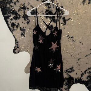 Guess Black Dress with Pink Star Accents beaded